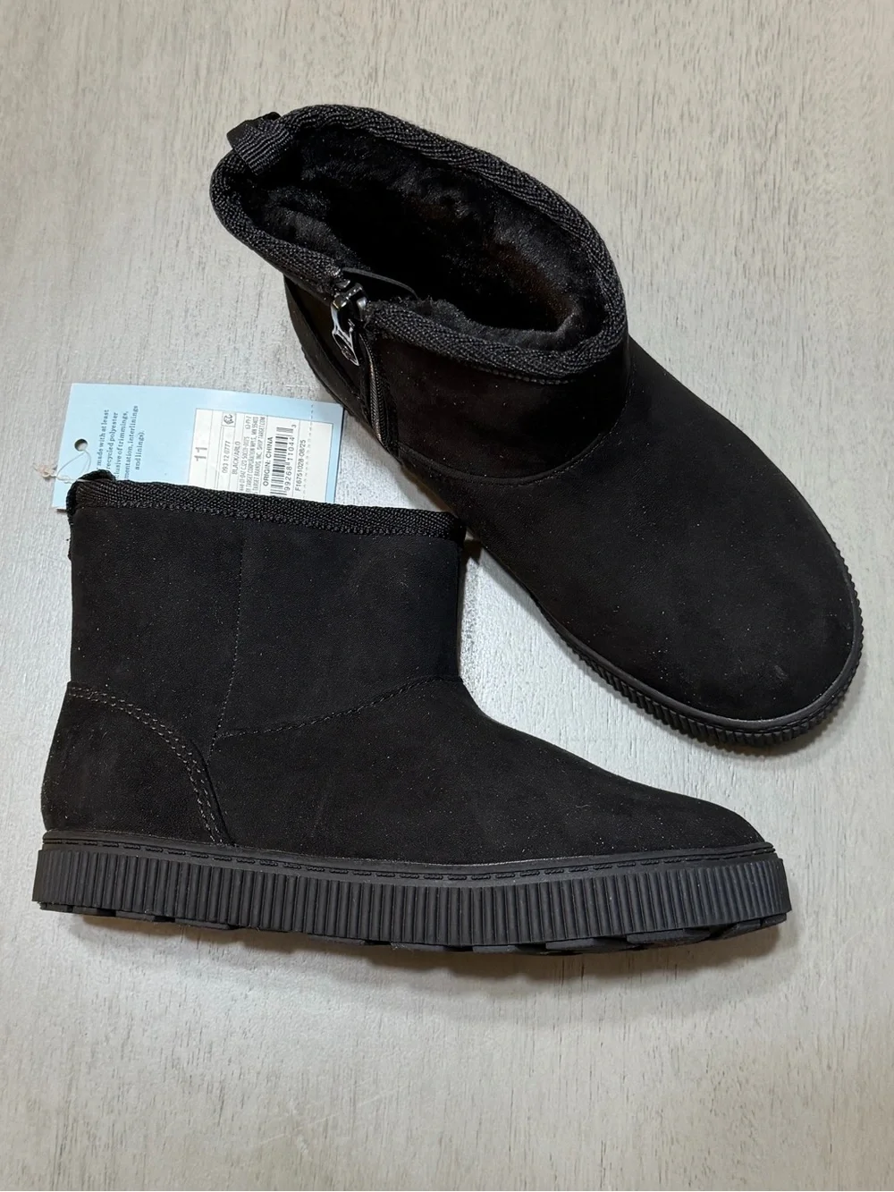 Cat & Jack Black Suede Ankle Boots Size 11